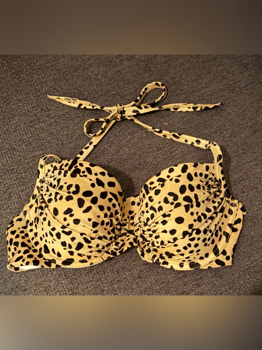 Victoria Secret tan and black animal print bikini top